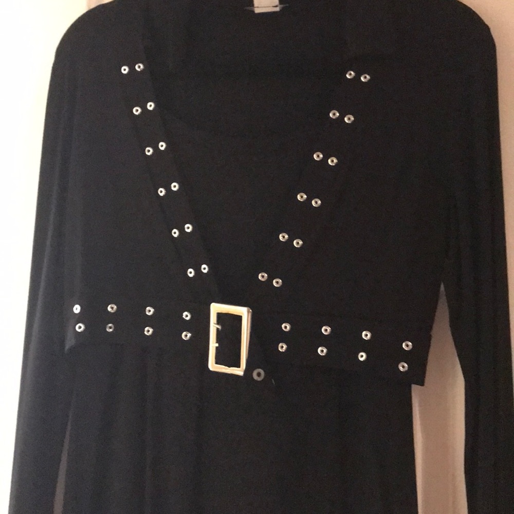 Black long sleeve studded Venus top